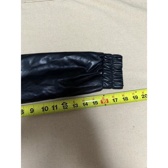 Wicked X Forever 21 Jacket Womens Small Black Faux Leather Bomber Rhinestone - Picture 14 of 16